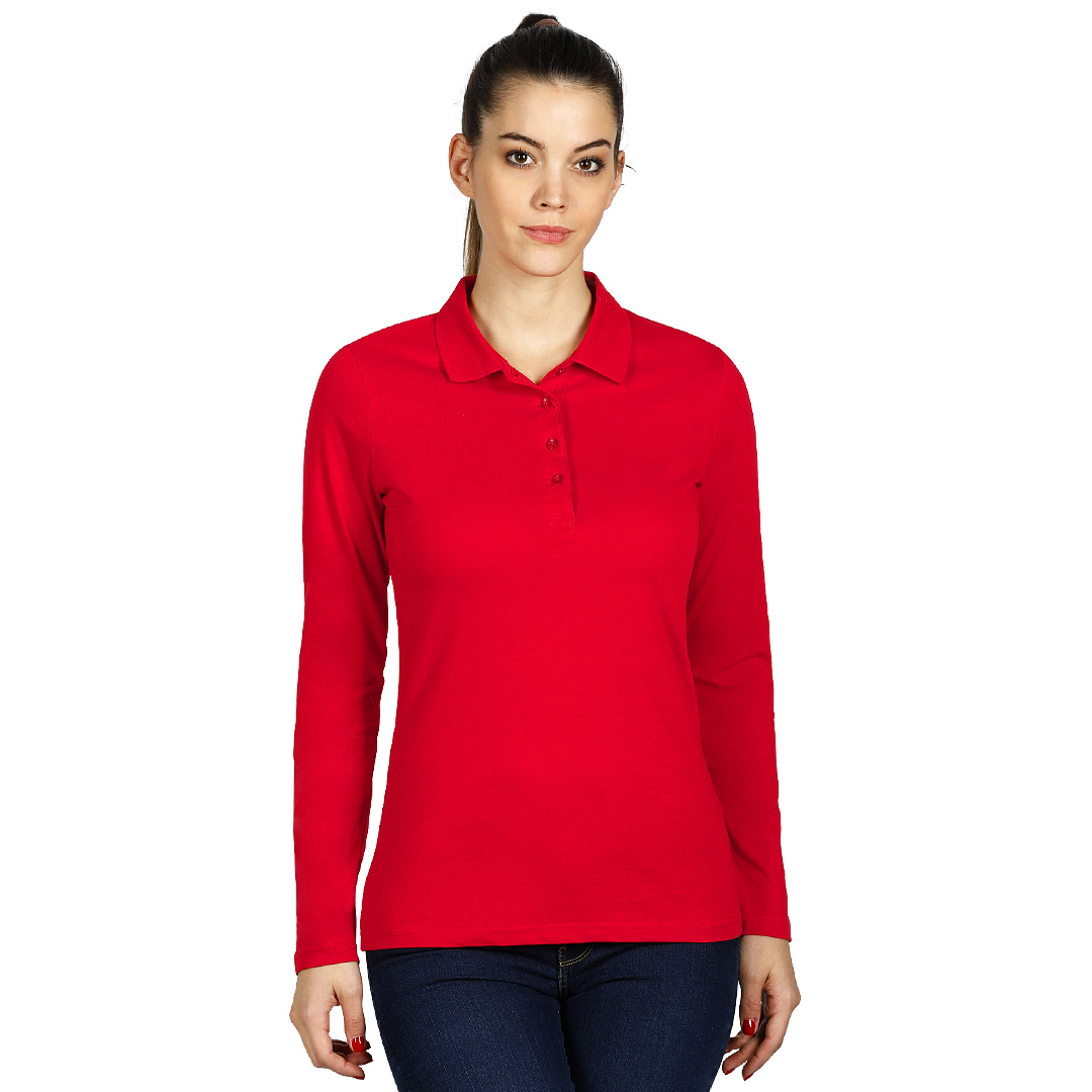 Damen Langarm-Poloshirt, 180 g/m2