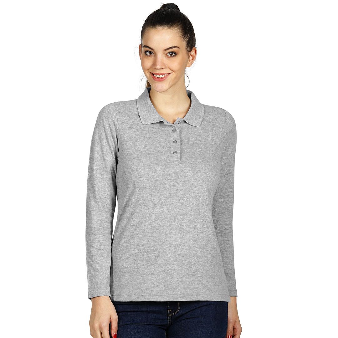 Damen Langarm-Poloshirt, 200 g/m2